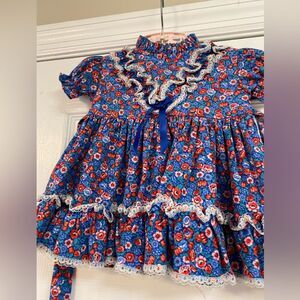 Vintage Coquette Retro Floral Ruffle Kid Baby Formal Holiday Dress:Thanksgiving